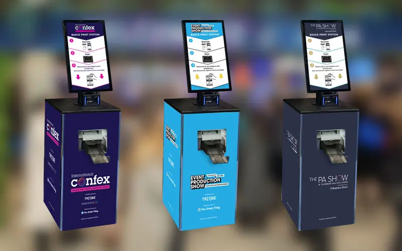 PrintPods with seperate branding for International Confex, Event Production Show and PA Show