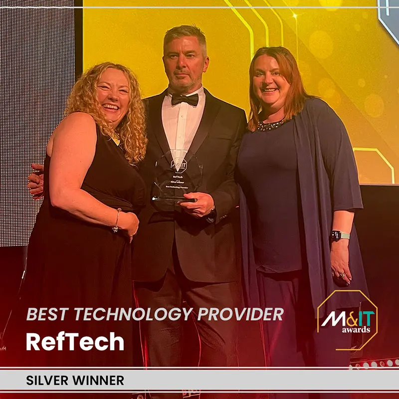 Collecting the award on stage