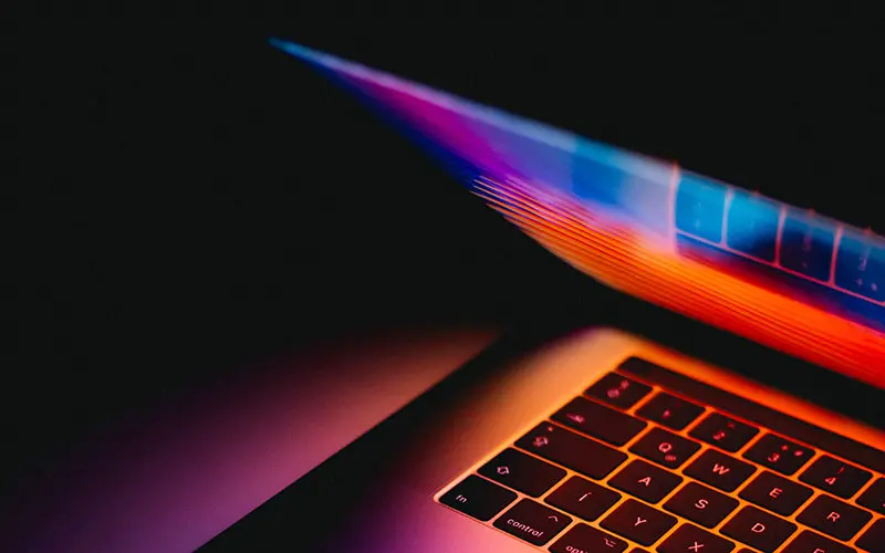 Colourful laptop computer display