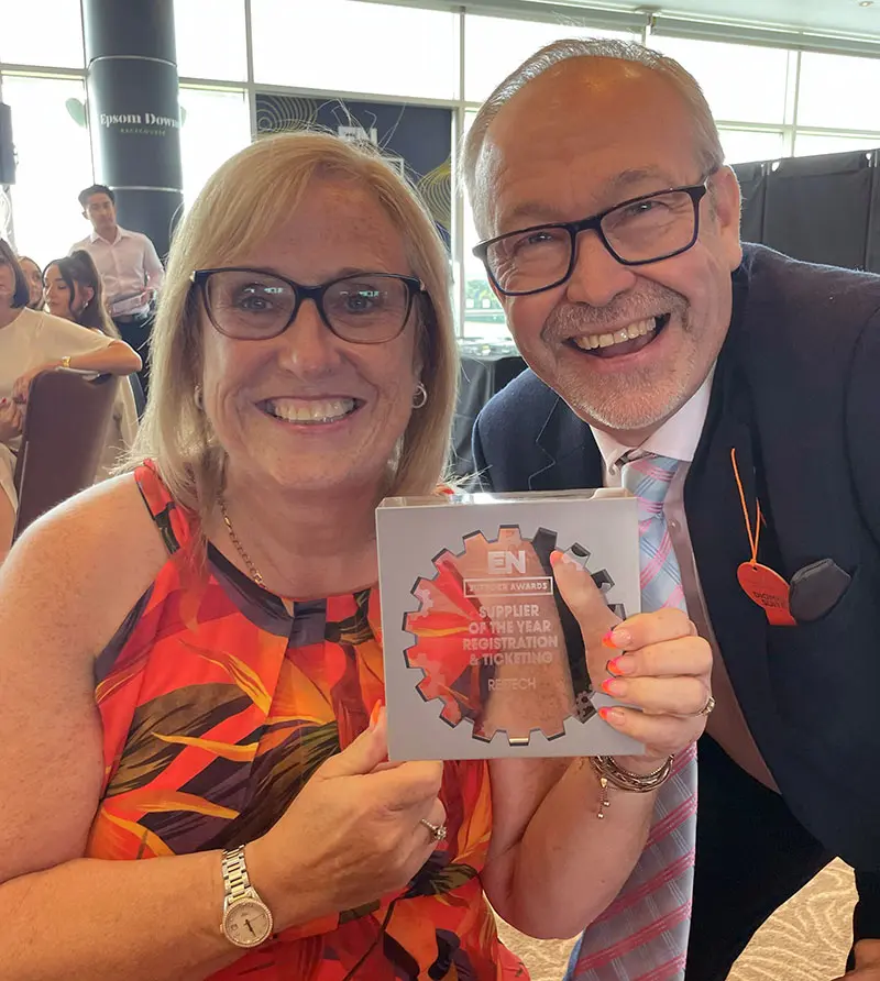 Margaret and Rob with the award