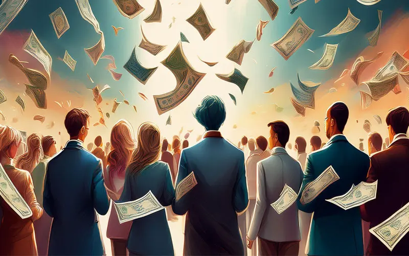 money falling from the sky