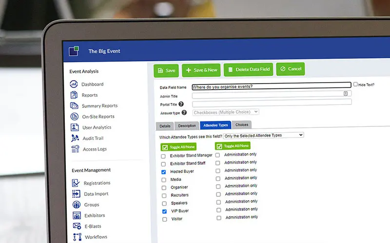 EventReference registration software on laptop