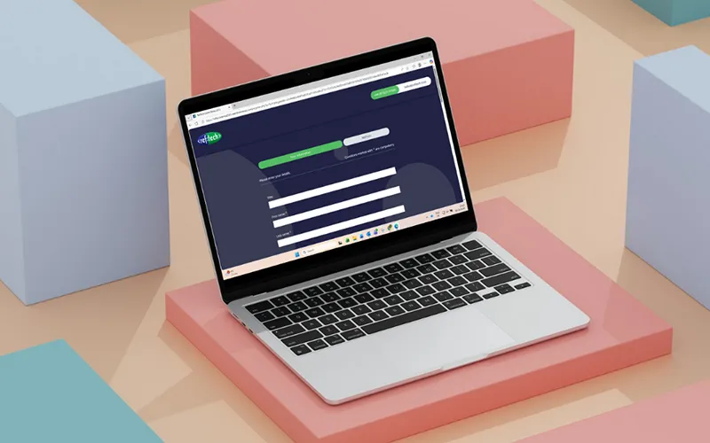 Registration site on a laptop screen