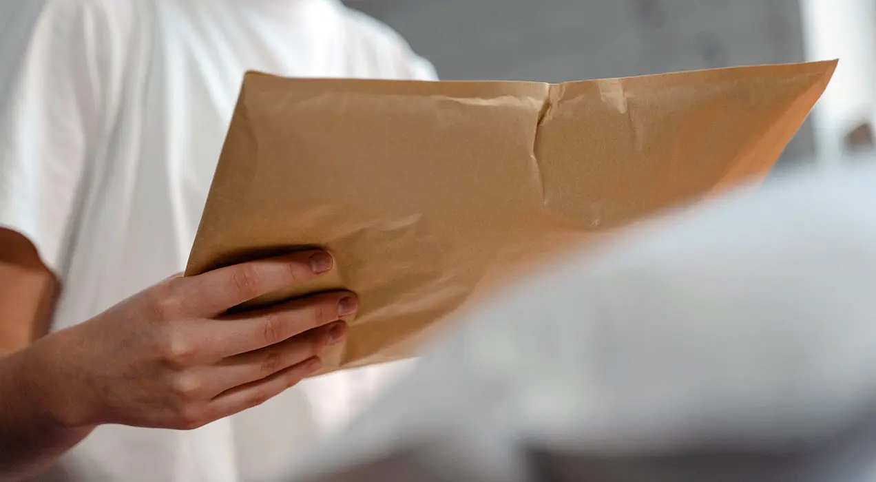 Person holding envelope