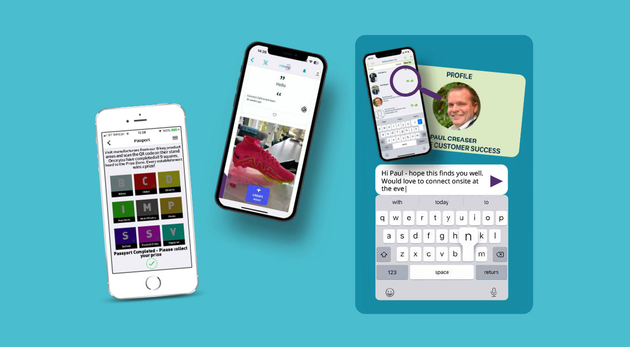 LeadReference app on mobile phone showing attendee statistics