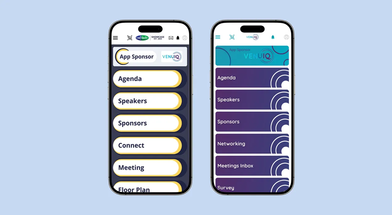 LeadReference app on mobile phone showing attendee statistics