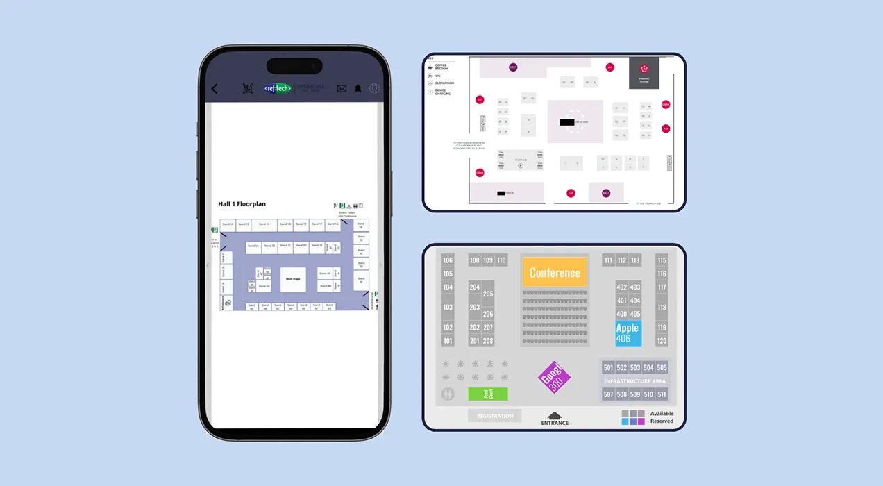 LeadReference app on mobile phone showing attendee statistics