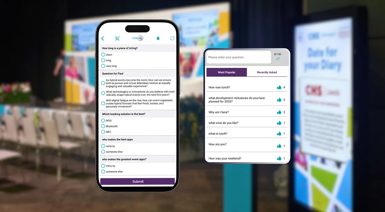 LeadReference app on mobile phone showing attendee statistics