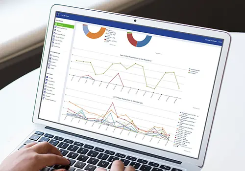 Online registration form on laptop and mobile